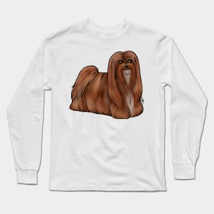 Dog - Lhasa Apso - Red Long Sleeve T-Shirt